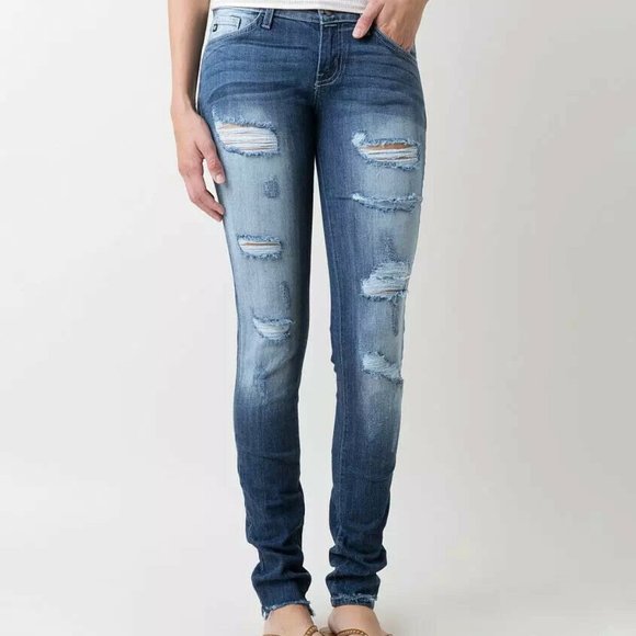 KanCan Denim - KanCan Low Rise Skinny Stretch Jean Destroyed Distressed Women's Size 30 H12963